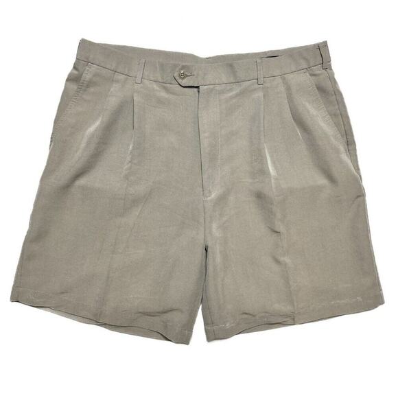 Bachrach Khaki Tan Shorts Men's 38 Double Reverse Pleats Classic Preppy Summer - Picture 1 of 10